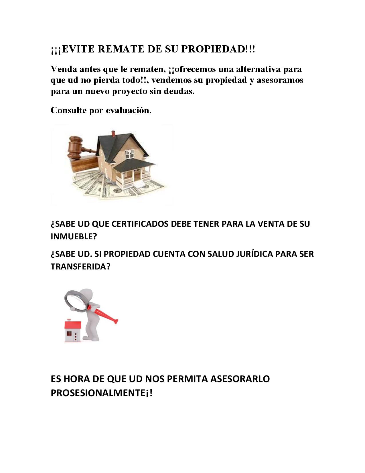 Evite remate de su propiedad