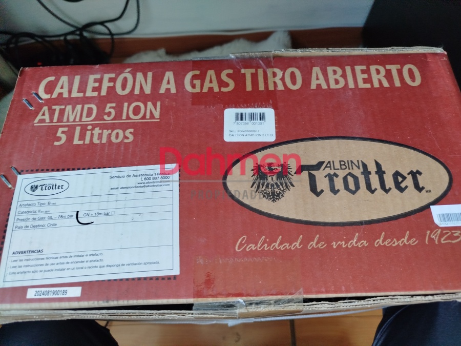 Calefón de 5 Lts marca Trotter nuevo (empaquetado)